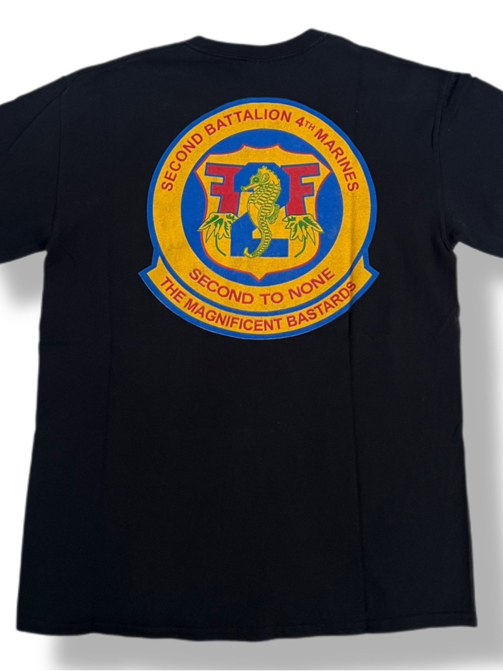 Vintage Second Battalion 4th Marines Black T Shirt Gildan Men's MEDIUM